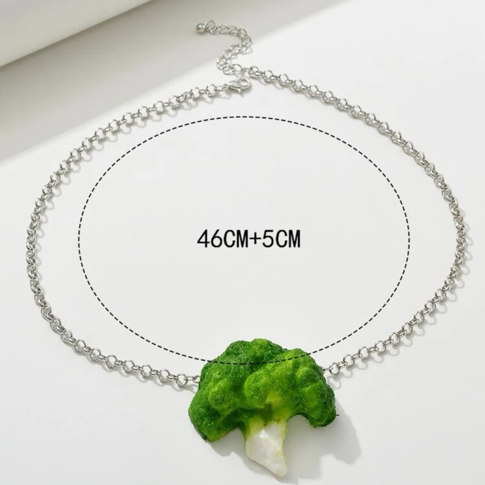 🥦 Awesome 3D 3 Dimensional Broccoli Vegetable Chainlink Necklace 🥦 - Picture 2 of 3